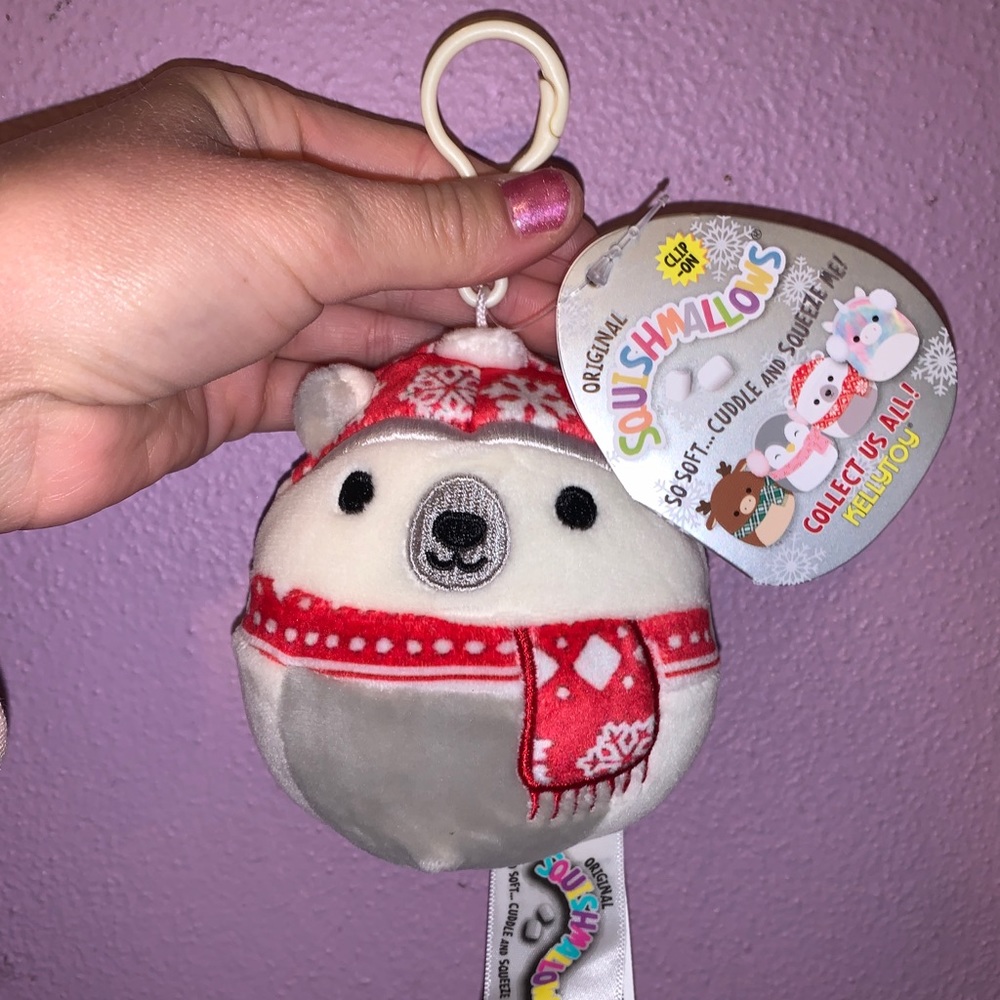 Squishmallow Christmas Polar Bear Keychain | NWOT